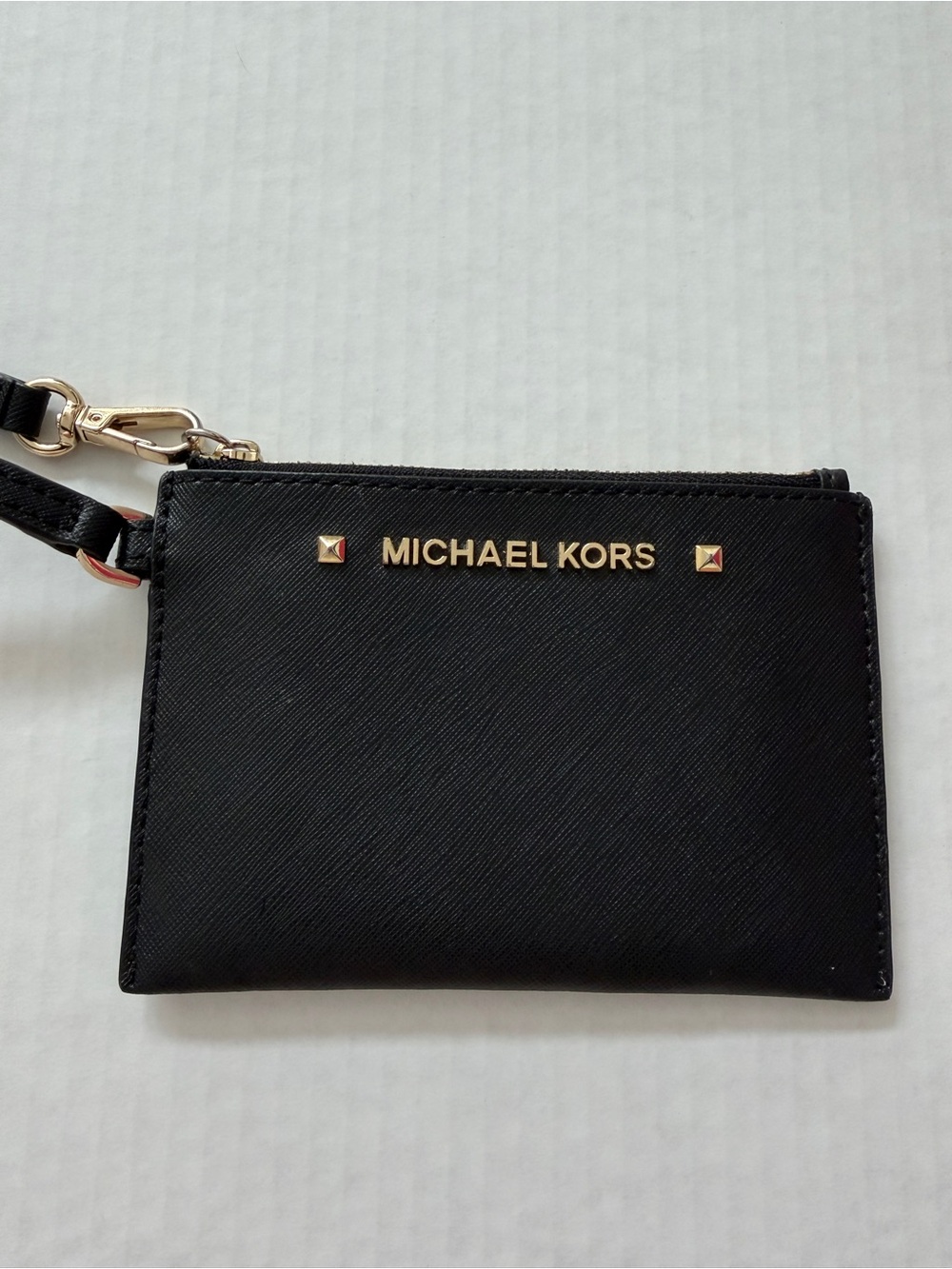 Michael Kors Black Leather Wristlet Card Case